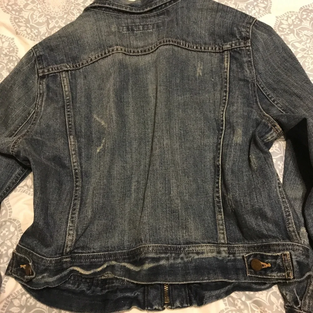 Ralph Lauren Sport Jean Jacket women’s Large distressed 3/4 sleeve - Picture 5 of 12